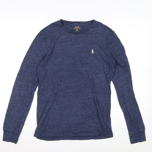 Ralph Lauren Men Blue Slim Fit Long Sleeve Cotton Crew Neck Top S
