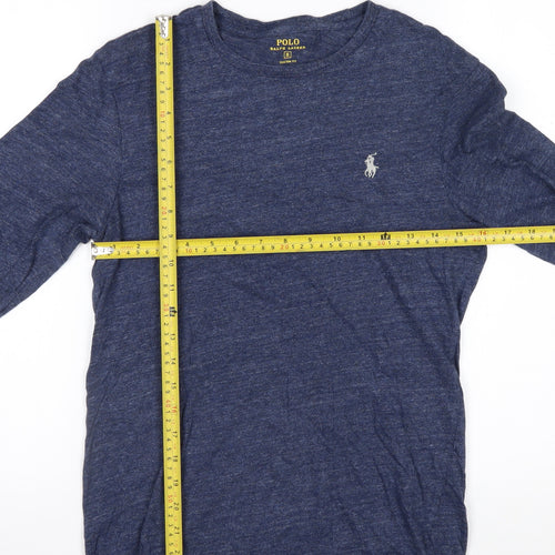 Ralph Lauren Men Blue Slim Fit Long Sleeve Cotton Crew Neck Top S