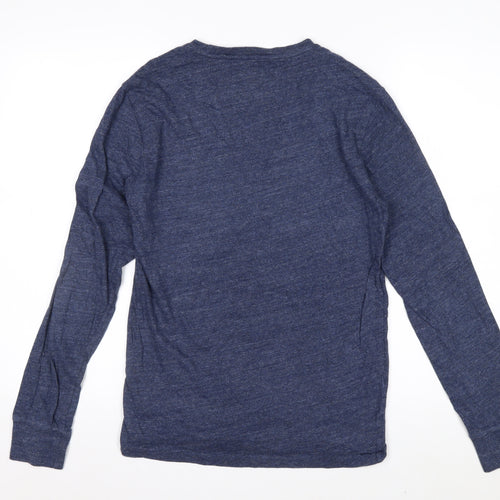 Ralph Lauren Men Blue Slim Fit Long Sleeve Cotton Crew Neck Top S