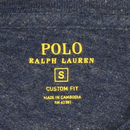 Ralph Lauren Men Blue Slim Fit Long Sleeve Cotton Crew Neck Top S