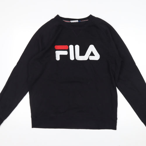FILA Men’s Black Crew Neck Logo Pullover Sweatshirt Size S