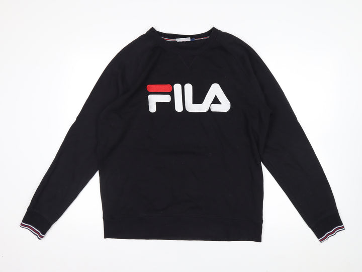 FILA Men’s Black Crew Neck Logo Pullover Sweatshirt Size S