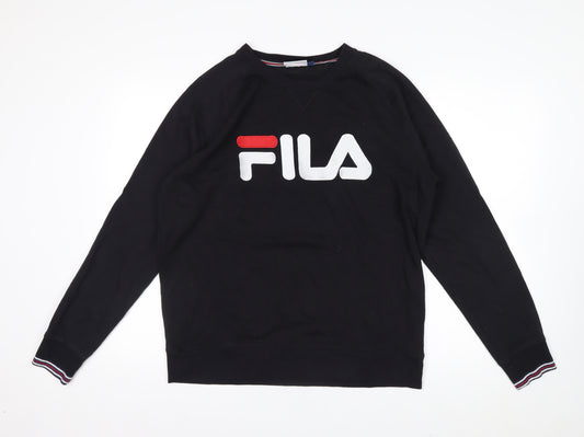 FILA Men’s Black Crew Neck Logo Pullover Sweatshirt Size S