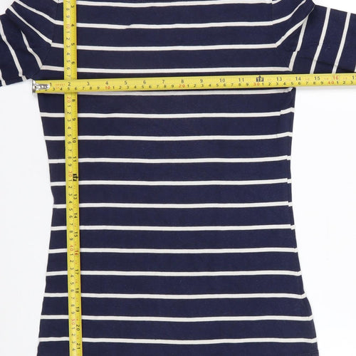 Arabella & Addison Women Blue Striped 3/4 Sleeve Boat Neck T-Shirt Size 10
