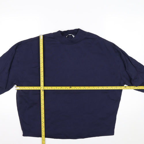 COS Women's Blue Relaxed Fit Mock Neck Cotton T-Shirt Size S