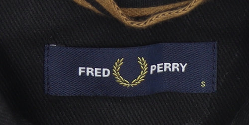 Fred Perry Men's Black Cotton Overcoat Jacket Size S Classic