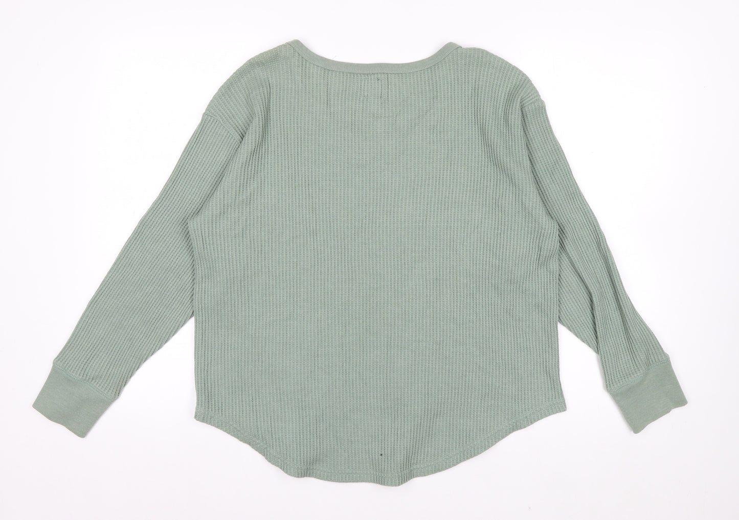 GAP Men's Green Long Sleeve Cotton Waffle Shirt Size M