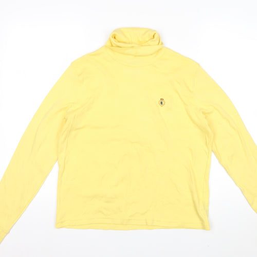 Ralph Lauren Women’s Yellow Cotton Roll Neck Long Sleeve Petite Top