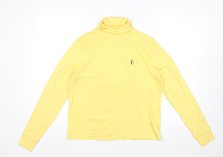 Ralph Lauren Women’s Yellow Cotton Roll Neck Long Sleeve Petite Top