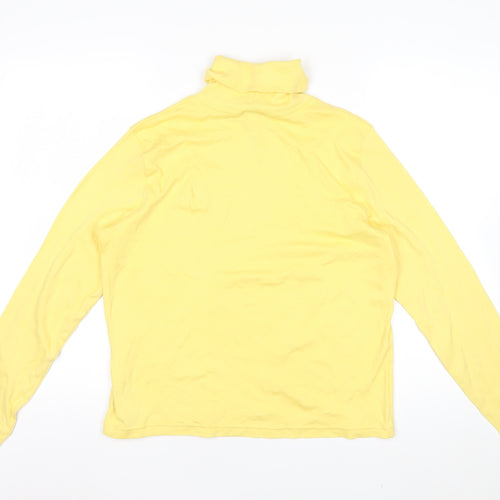 Ralph Lauren Women’s Yellow Cotton Roll Neck Long Sleeve Petite Top