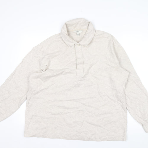 Marks and Spencer Men's Beige Collared Henley Sweatshirt Size L