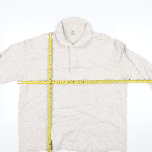 Marks and Spencer Men's Beige Collared Henley Sweatshirt Size L