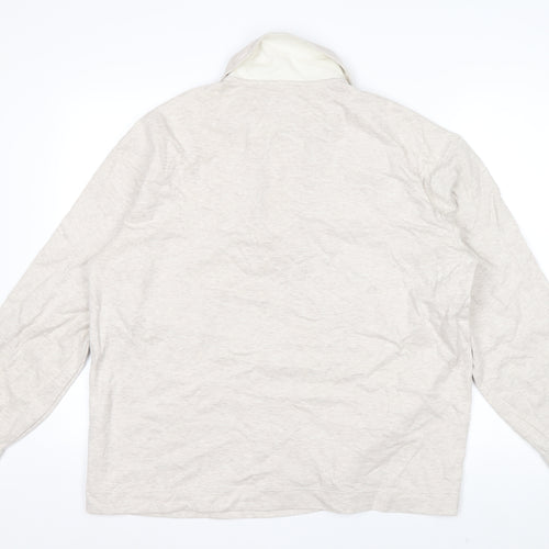 Marks and Spencer Men's Beige Collared Henley Sweatshirt Size L