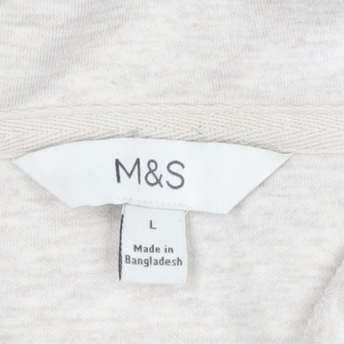 Marks and Spencer Men's Beige Collared Henley Sweatshirt Size L