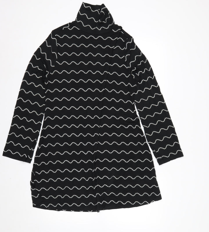 Marks and Spencer Women Black Size 16 Shift Dress Long Sleeve