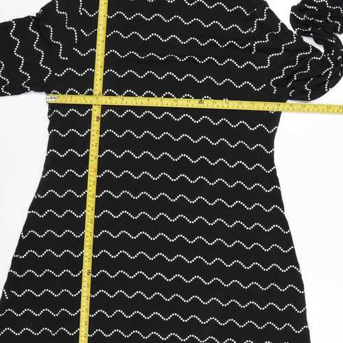 Marks and Spencer Women Black Size 16 Shift Dress Long Sleeve