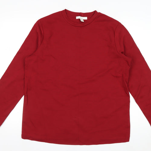 Next Women's Red Long Sleeve Cotton Blend Crew Neck T-Shirt Size 12