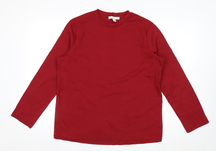 Next Women's Red Long Sleeve Cotton Blend Crew Neck T-Shirt Size 12