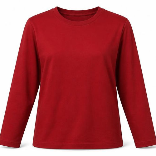 Next Women's Red Long Sleeve Cotton Blend Crew Neck T-Shirt Size 12