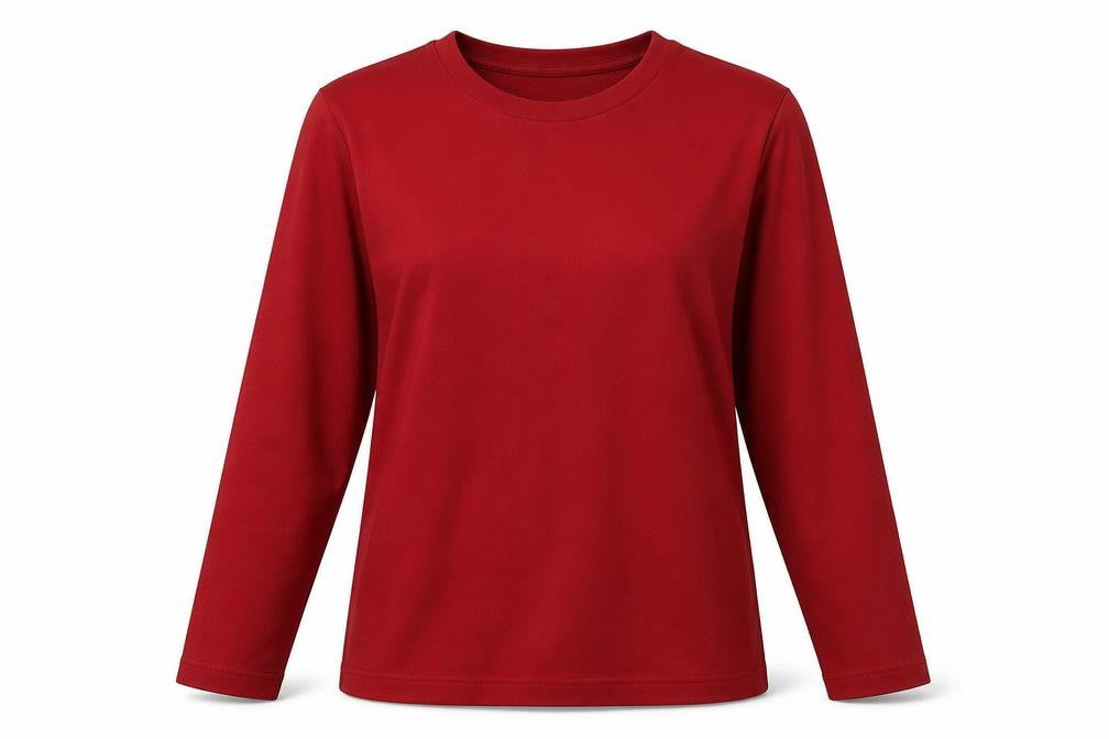 Next Women's Red Long Sleeve Cotton Blend Crew Neck T-Shirt Size 12