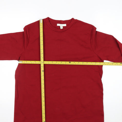 Next Women's Red Long Sleeve Cotton Blend Crew Neck T-Shirt Size 12