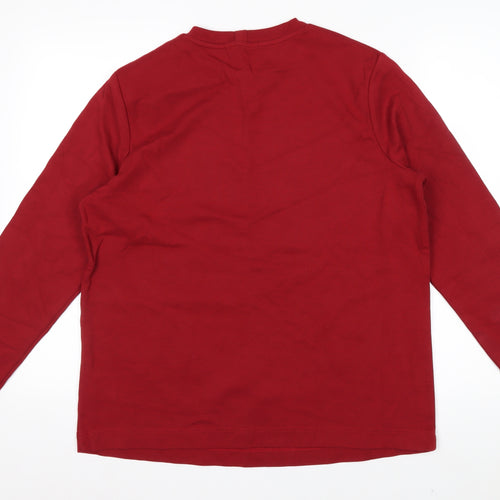 Next Women's Red Long Sleeve Cotton Blend Crew Neck T-Shirt Size 12