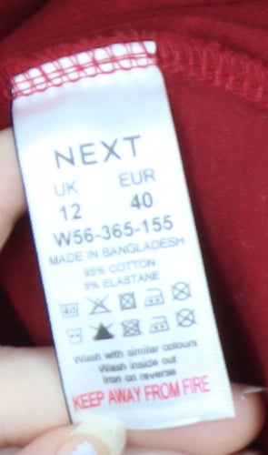 Next Women's Red Long Sleeve Cotton Blend Crew Neck T-Shirt Size 12