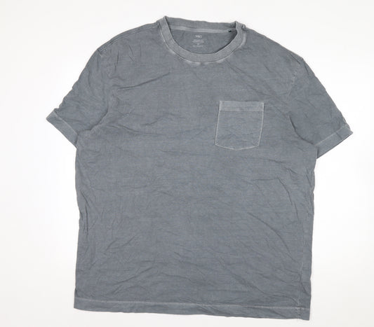Marks and Spencer Mens Grey 2XL Relaxed Fit Cotton T-Shirt