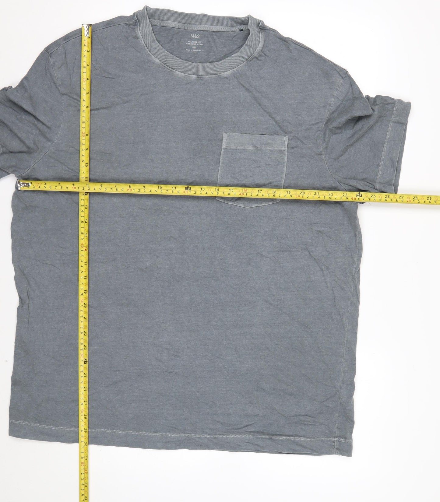 Marks and Spencer Mens Grey 2XL Relaxed Fit Cotton T-Shirt