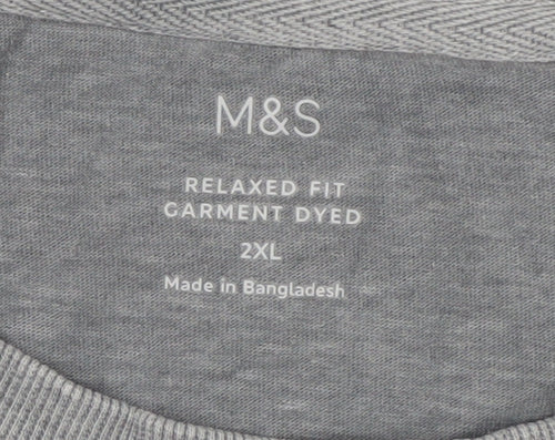 Marks and Spencer Mens Grey 2XL Relaxed Fit Cotton T-Shirt