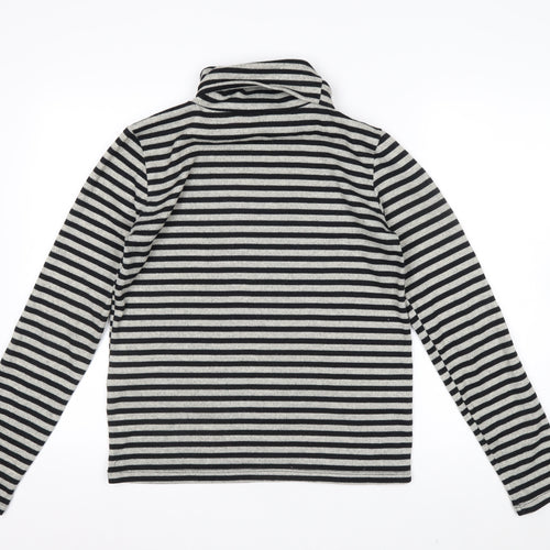 Zara Women Black Striped Roll Neck Long Sleeve Jersey Top S
