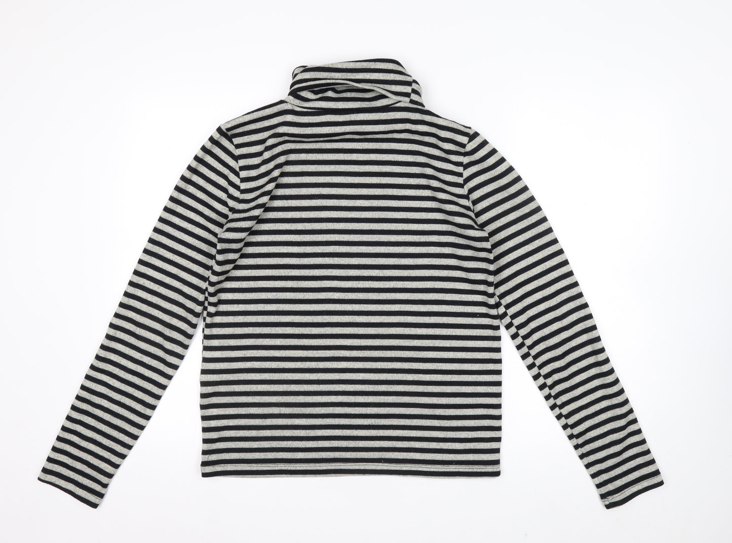 Zara Women Black Striped Roll Neck Long Sleeve Jersey Top S