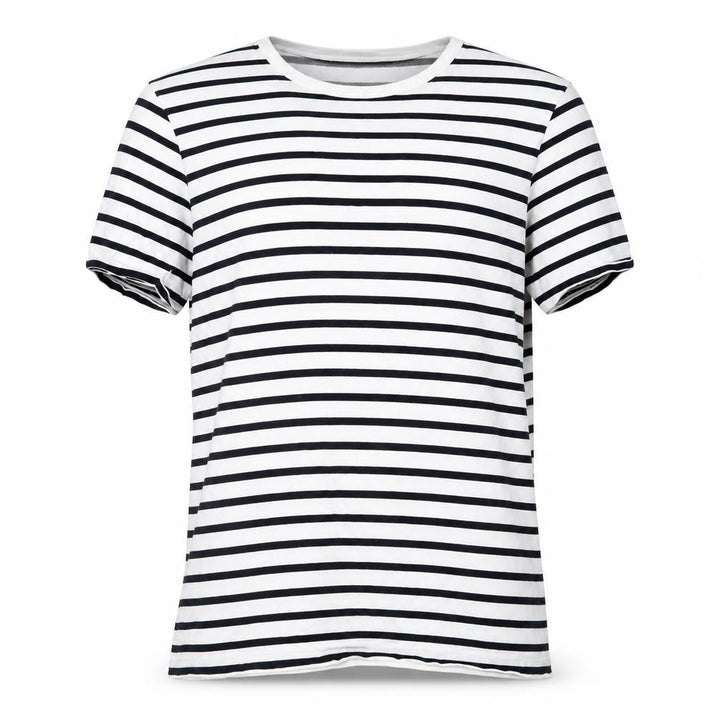 Topman Men's White & Navy Striped Short Sleeve Cotton T-Shirt Size S