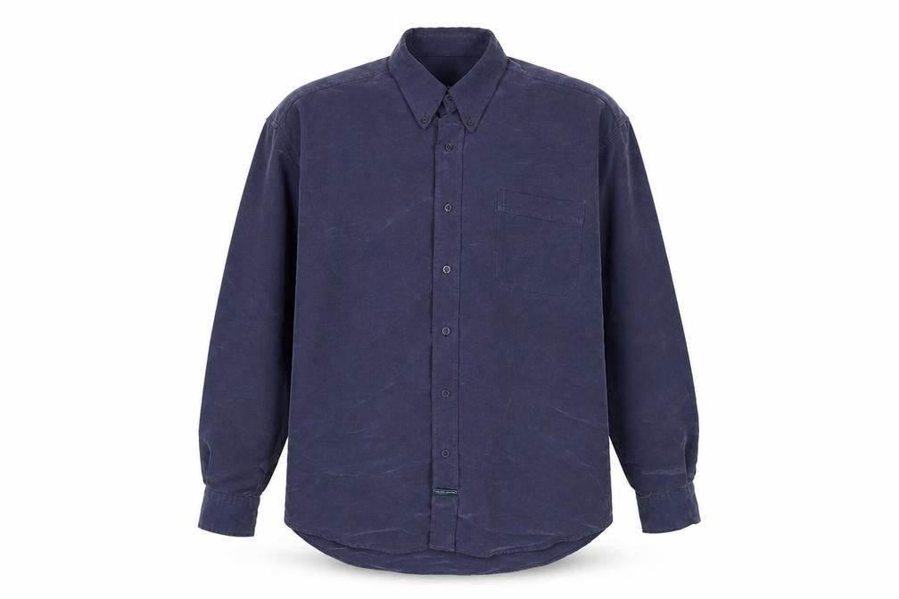 Front view of Thomas Browne Men's Blue Long Sleeve Button-Up Shirt, size L