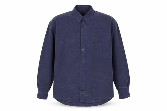 Front view of Thomas Browne Men's Blue Long Sleeve Button-Up Shirt, size L