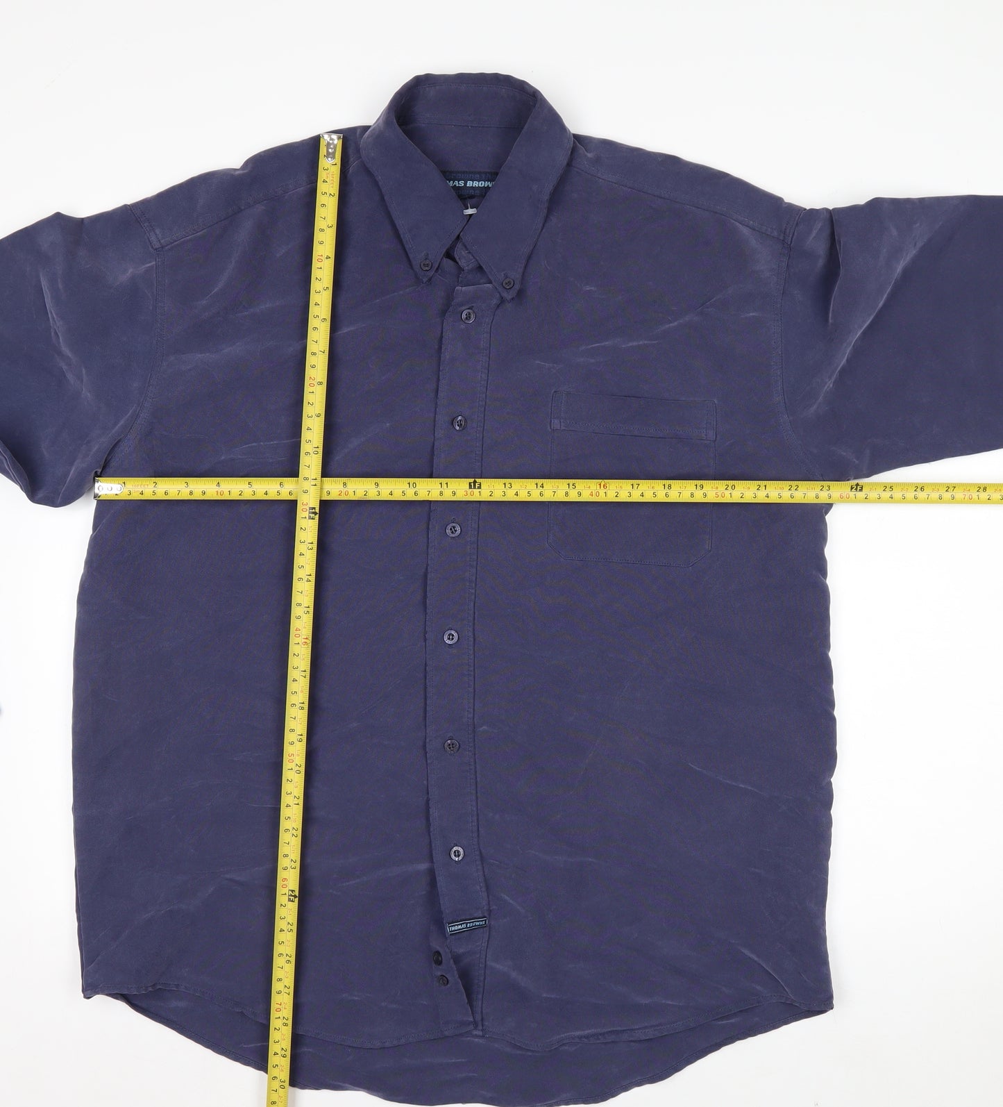 Thomas Browne Men's Blue Long Sleeve Button-Up Shirt Size L