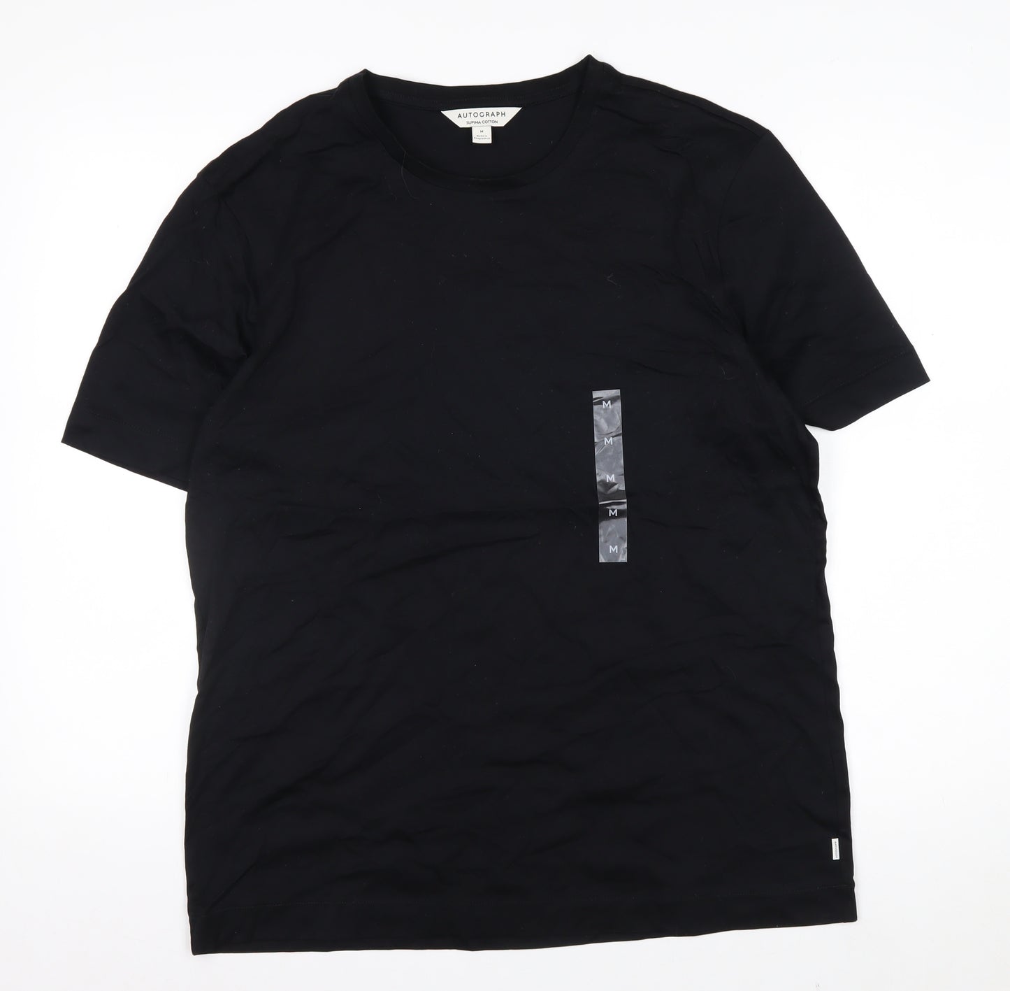 Marks and Spencer Autograph Men's Black Supima Cotton Crew Neck T-Shirt M