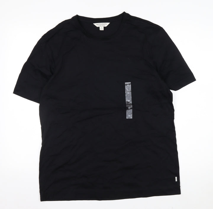 Marks and Spencer Autograph Men's Black Supima Cotton Crew Neck T-Shirt M