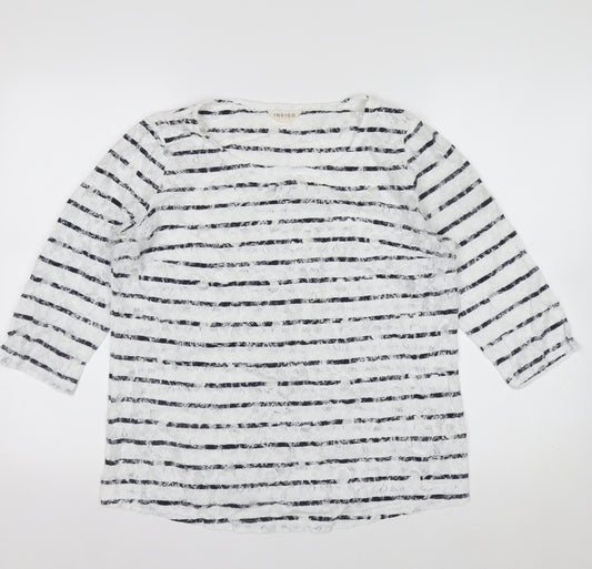 Marks and Spencer Women's Multicoloured Striped Lace T-Shirt UK 14