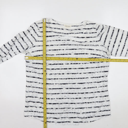 Marks and Spencer Women's Multicoloured Striped Lace T-Shirt UK 14
