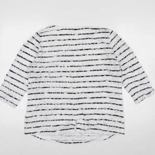 Marks and Spencer Women's Multicoloured Striped Lace T-Shirt UK 14