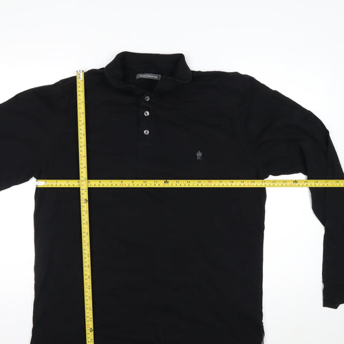 French Connection Men's Black XL Long Sleeve Cotton Polo Shirt