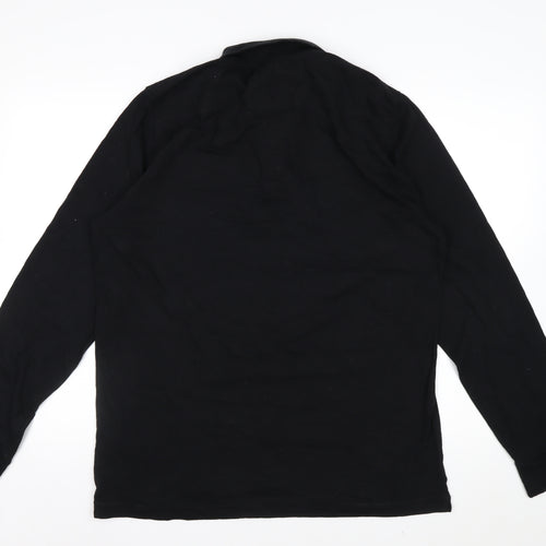 French Connection Men's Black XL Long Sleeve Cotton Polo Shirt