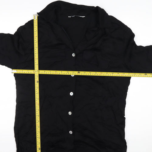 Zara Men's Black Short Sleeve Button-Up Shirt Size L Viscose Casual