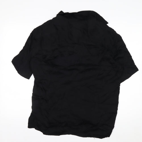 Zara Men's Black Short Sleeve Button-Up Shirt Size L Viscose Casual