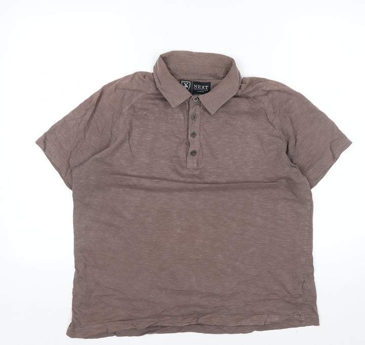 Next Originals Men's Brown Short Sleeve Polo Shirt Size L