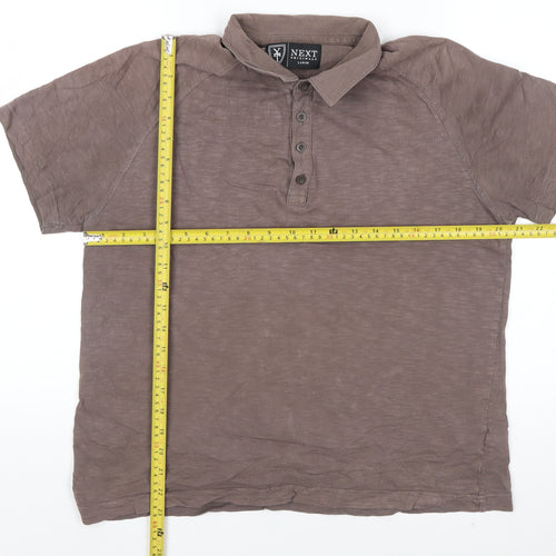 Next Originals Men's Brown Short Sleeve Polo Shirt Size L