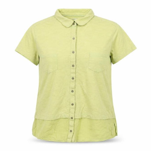 White Stuff Women's Green Button-Up Short Sleeve Cotton Modal Shirt UK 10