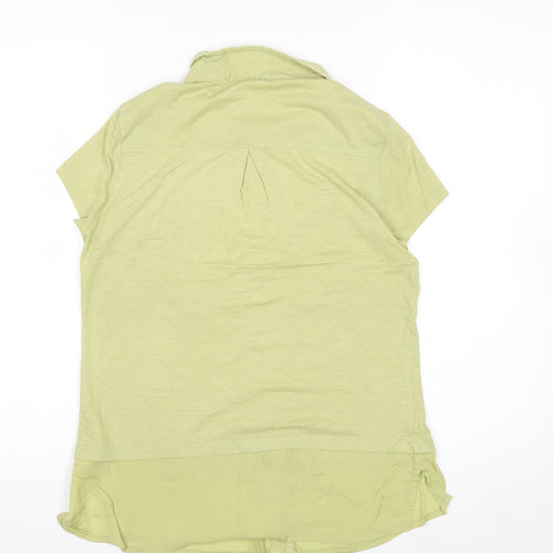 White Stuff Women's Green Button-Up Short Sleeve Cotton Modal Shirt UK 10