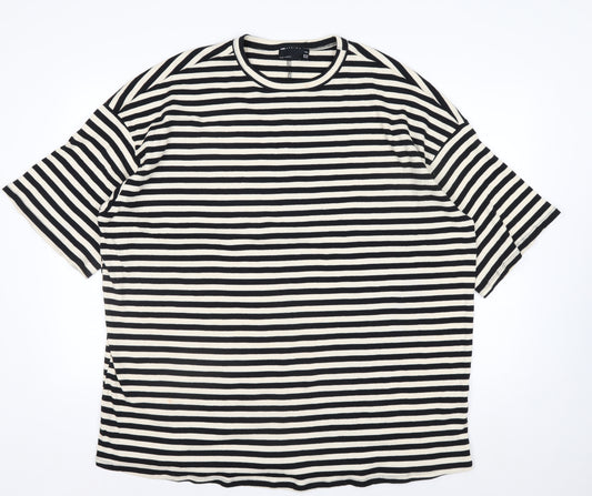 ASOS Design Petite Women's Black Stripe Cotton T-Shirt UK 8